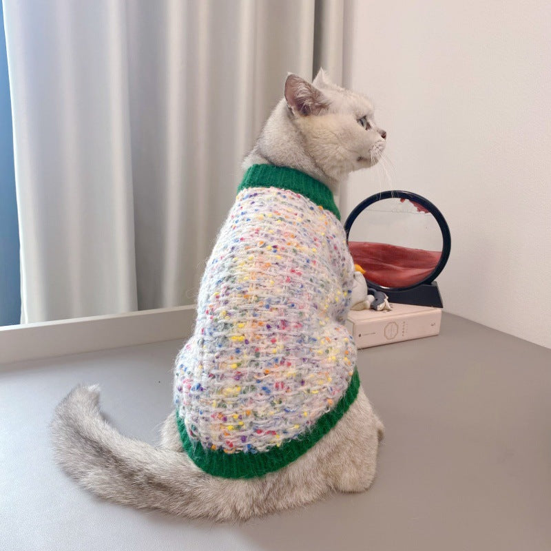 Chandail de cardigan de chien couleur-bloc