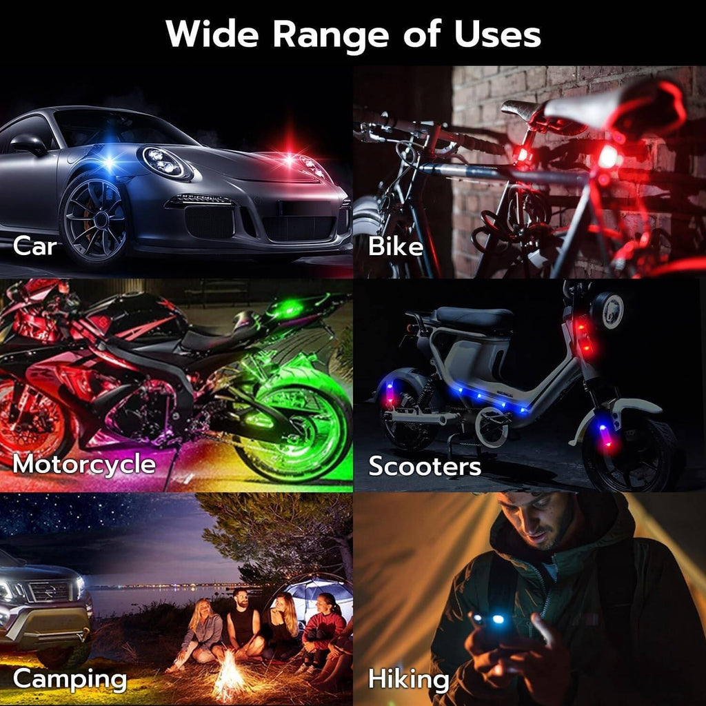 4PCS Voiture sans fil lumières LED intérieure avec télécommande lumières LED 7 couleurs pour rappel de signal