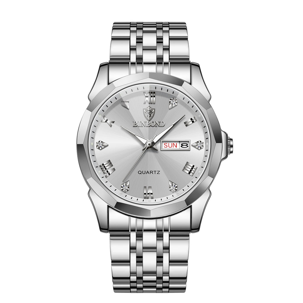 Style homme collège étudiant double calendrier électronique quartz montre étanche