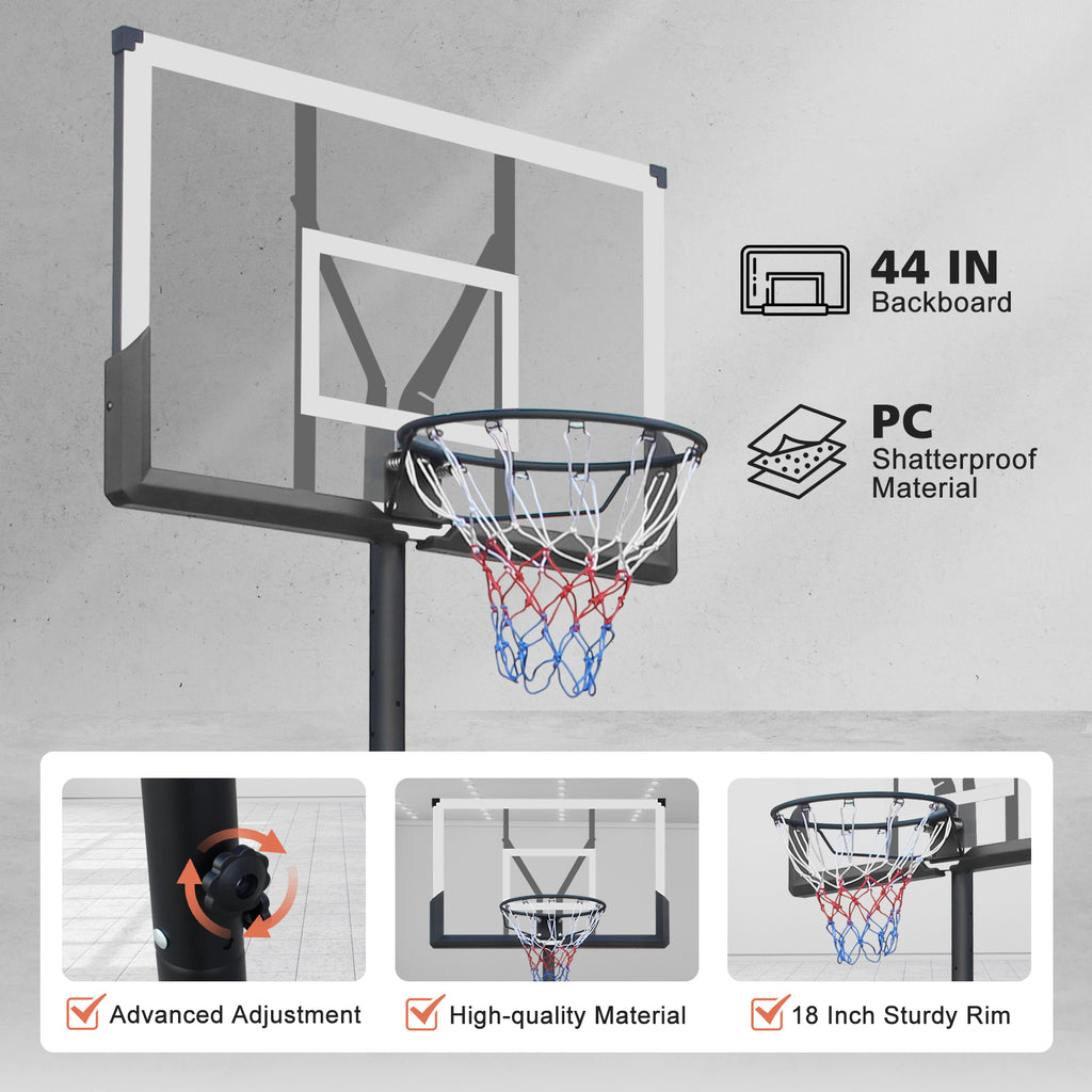 Basketball Hoop 5.73-10FT But de basketball portable réglable en hauteur pour intérieur extérieur Ba