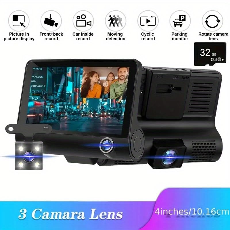 Dashcam à trois disques de 4 pouces