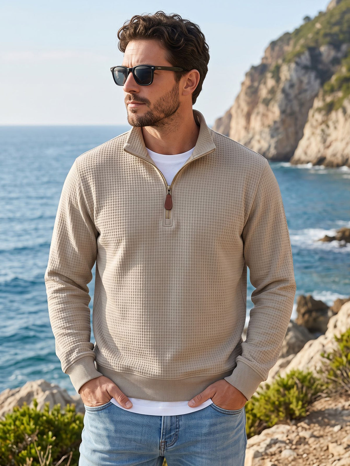 Sweater pour hommes Waffle Knit de style américain