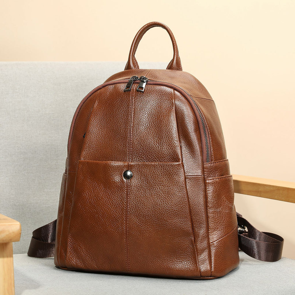 Sac à dos casual en cuir véritable pour dames