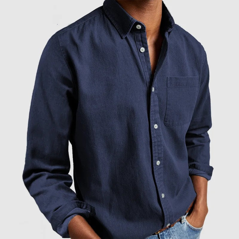 Amazon Commerce extérieur Europe et les États-Unis Lapel homme chemise de couleur solide hommes