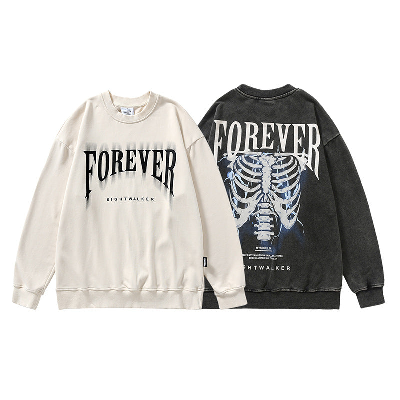 Lavez l'eau Col rond Hoodie Hommes Niche Retro Autumn Couple Top