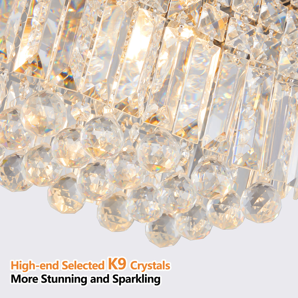 Lustre en cristal moderne pour salle à manger Rectangle blanc 8 lumières Raindrop Lustre Cont