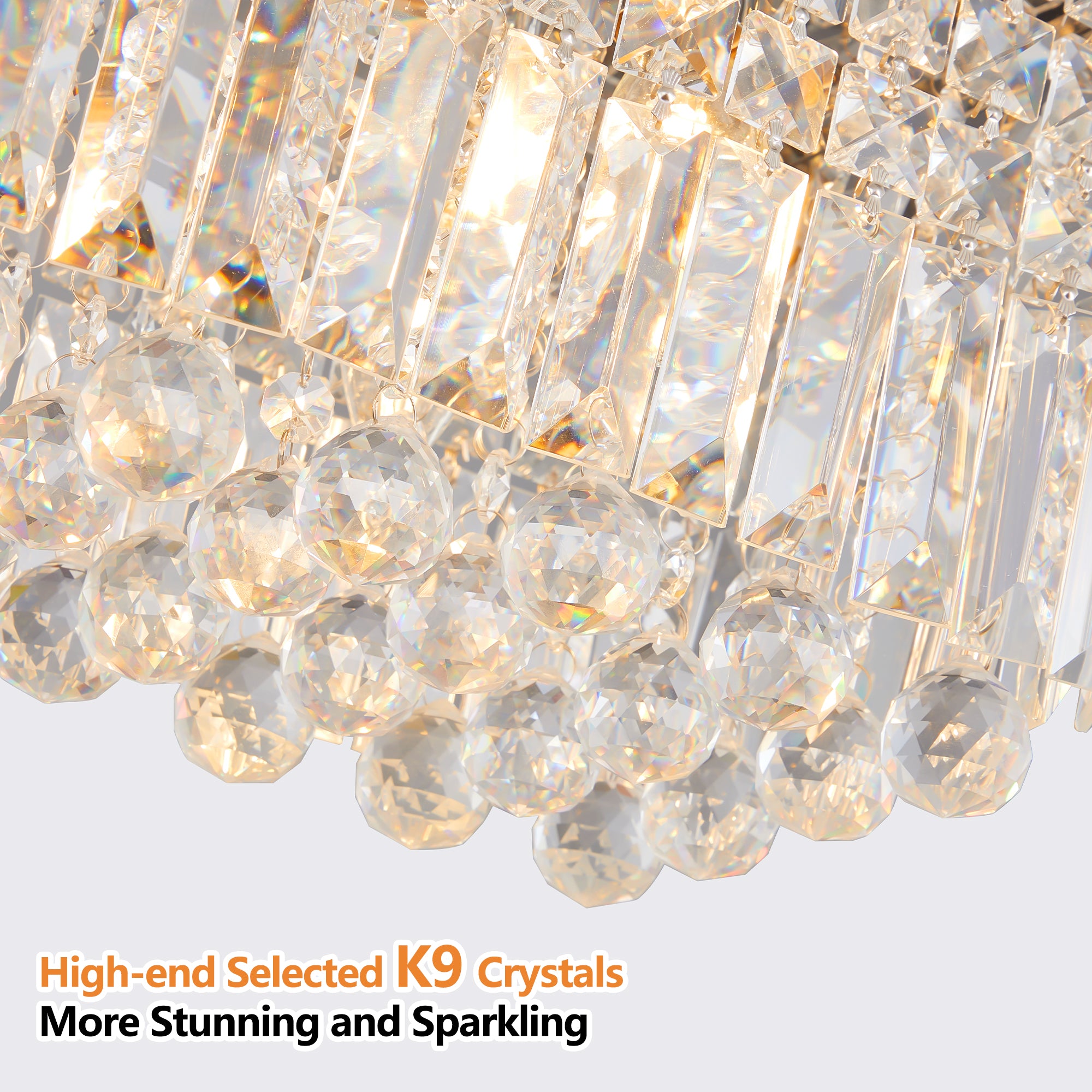 Lustre en cristal moderne pour salle à manger Rectangle blanc 8 lumières Raindrop Lustre Cont