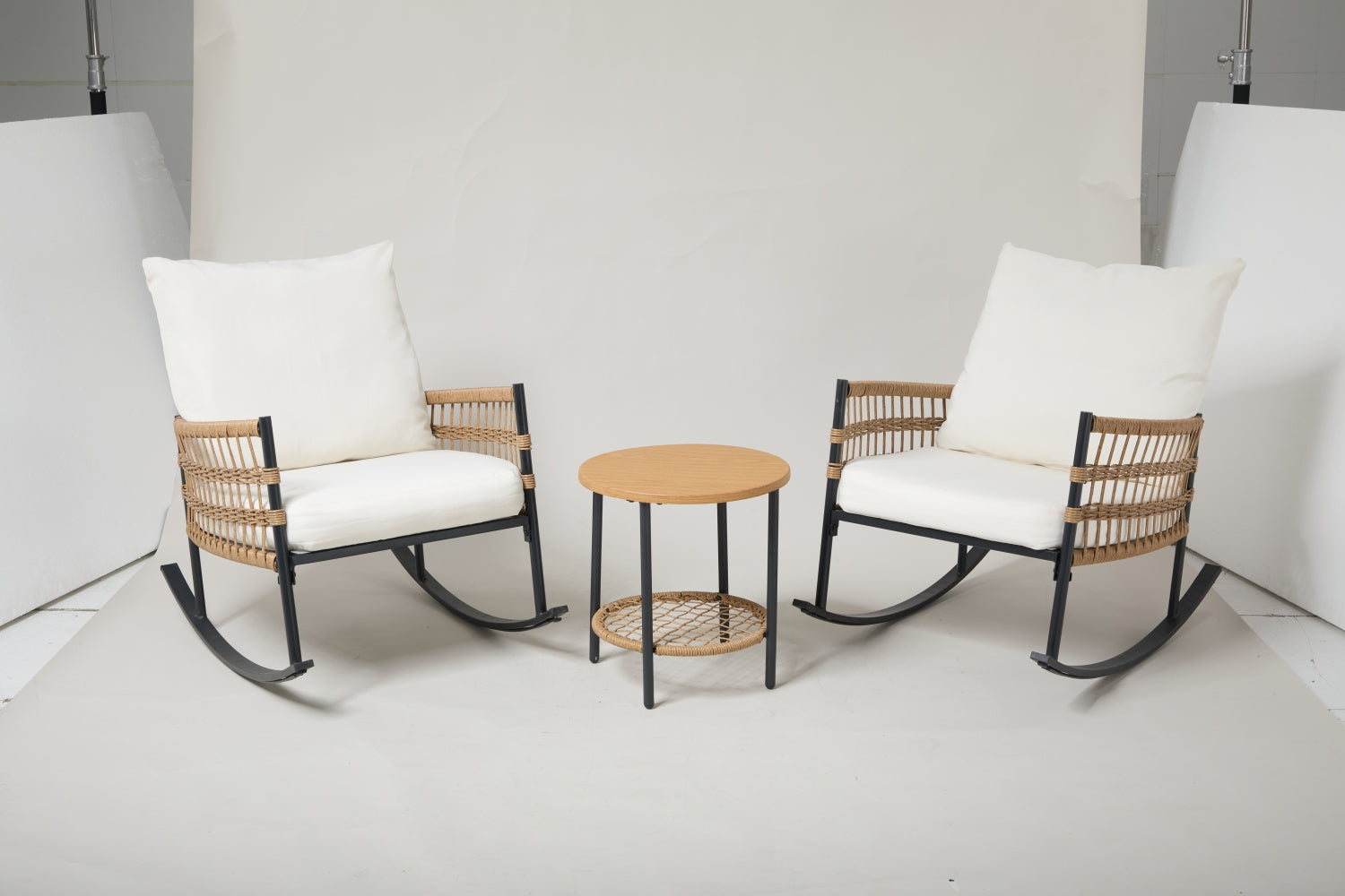 Ensemble de chaises à bascule 3 pièces Patio