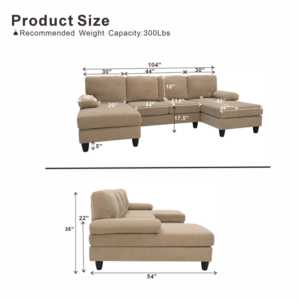 Nubby tapisserie U-Shaped Sofa