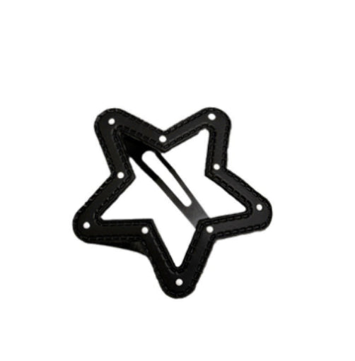 Black and white five-point star leather clip
