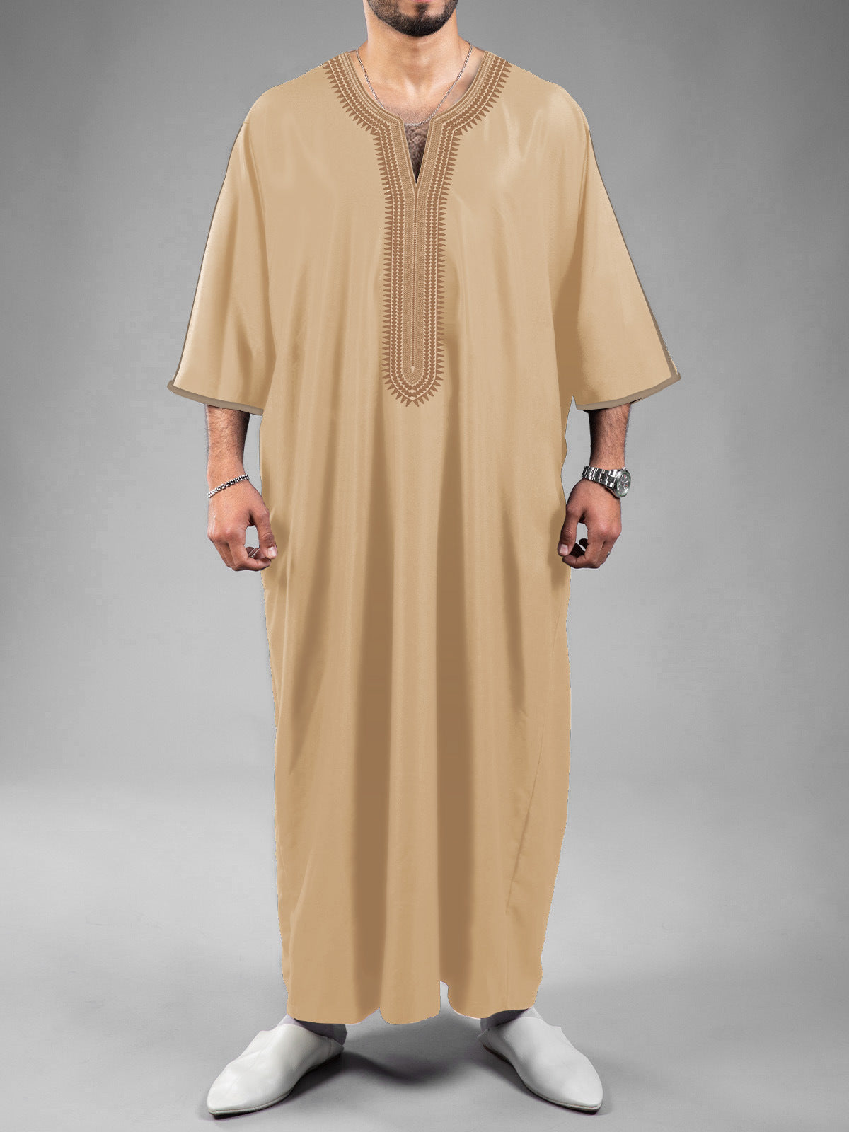 Robe masculine marocaine ethnique à impression numérique 3D