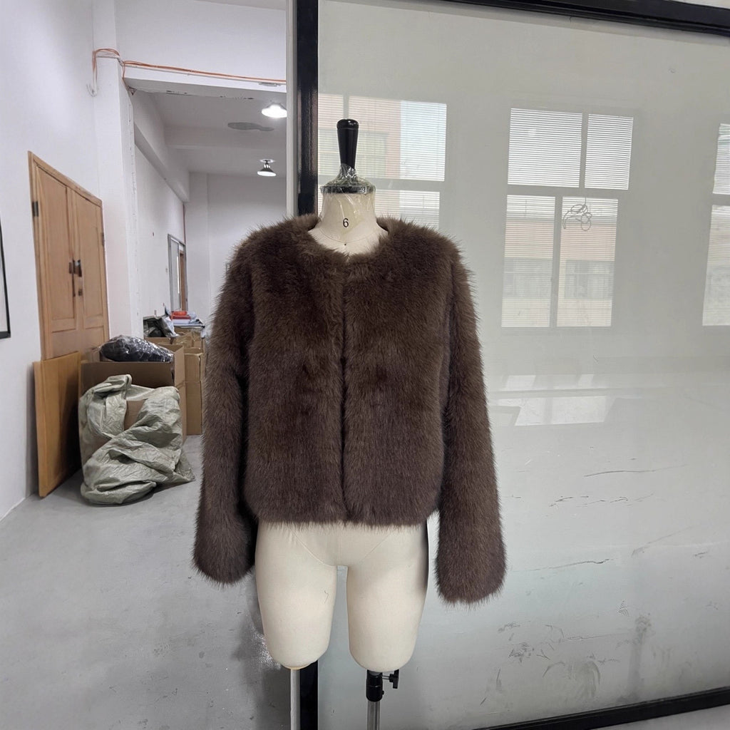 Manteau de fourrure féminine élégant Chic et chaud
