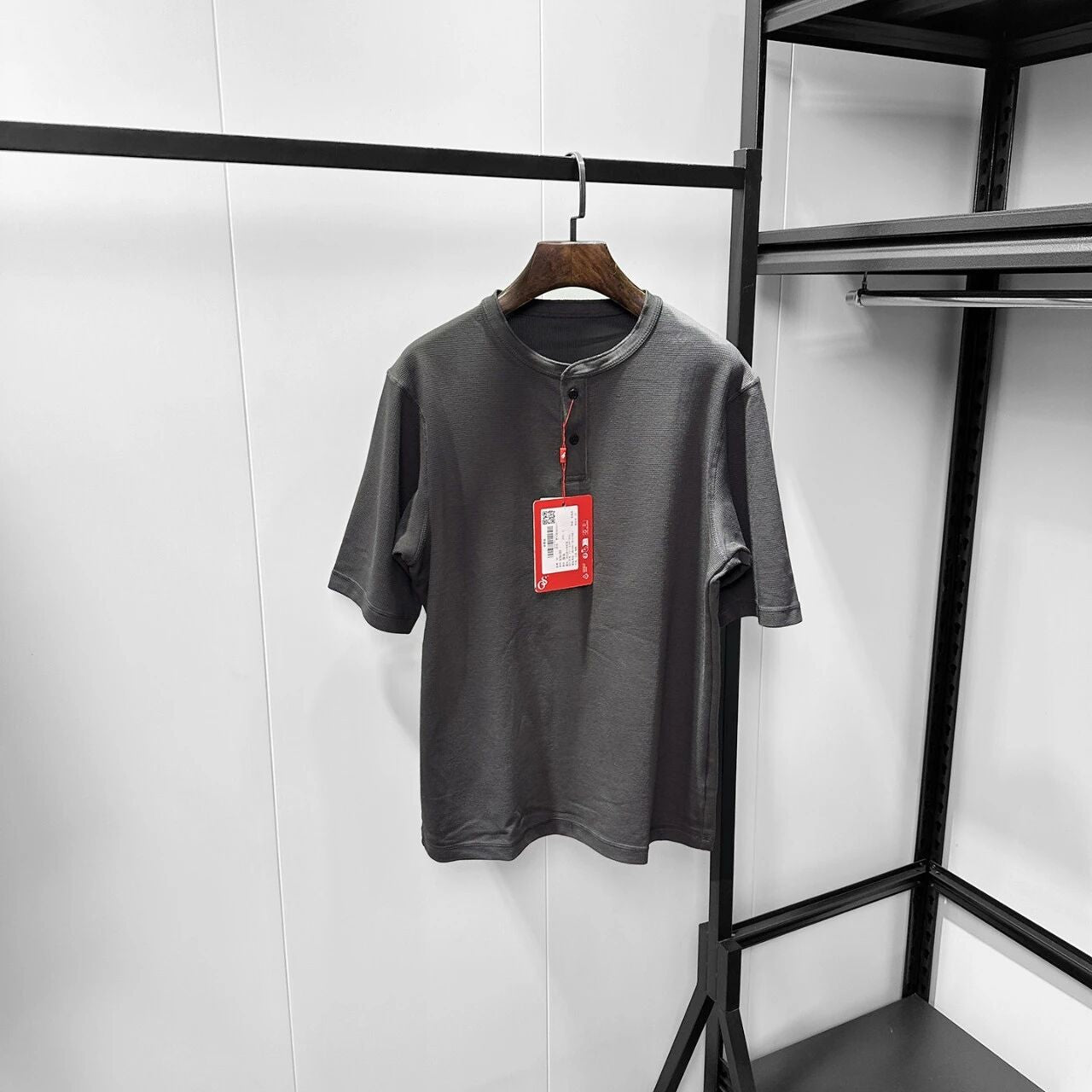 Hommes Couleur solide Waffle Knit Henley T Shirt 2 boutons Placket Short Sleeve Breathable Casu