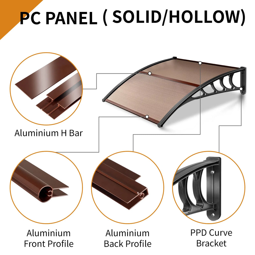 100 x 96cm Maison Application porte et fenêtre couverture de pluie Eaves Brown Board & Black Holder
