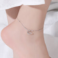 1pcs 999 Sterling Silver Box Chaîne Hollow Heart Perled Ajustable Anklet