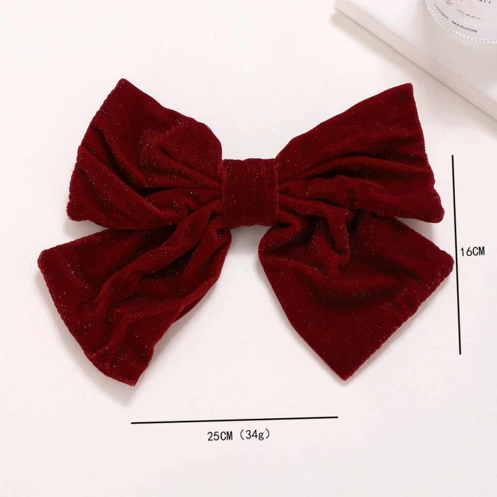 Red Flannel Large Bow Clip Spring Barrette