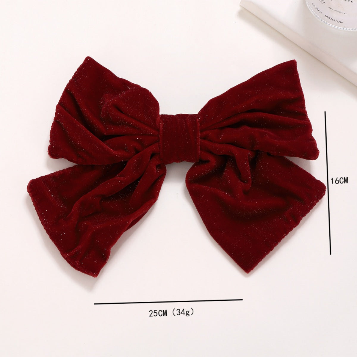 Red Flannel Large Bow Clip Spring Barrette