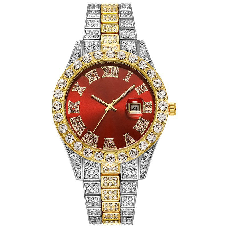 Bracelet en acier pour hommes Hip-hop Roman Quartz Montre
