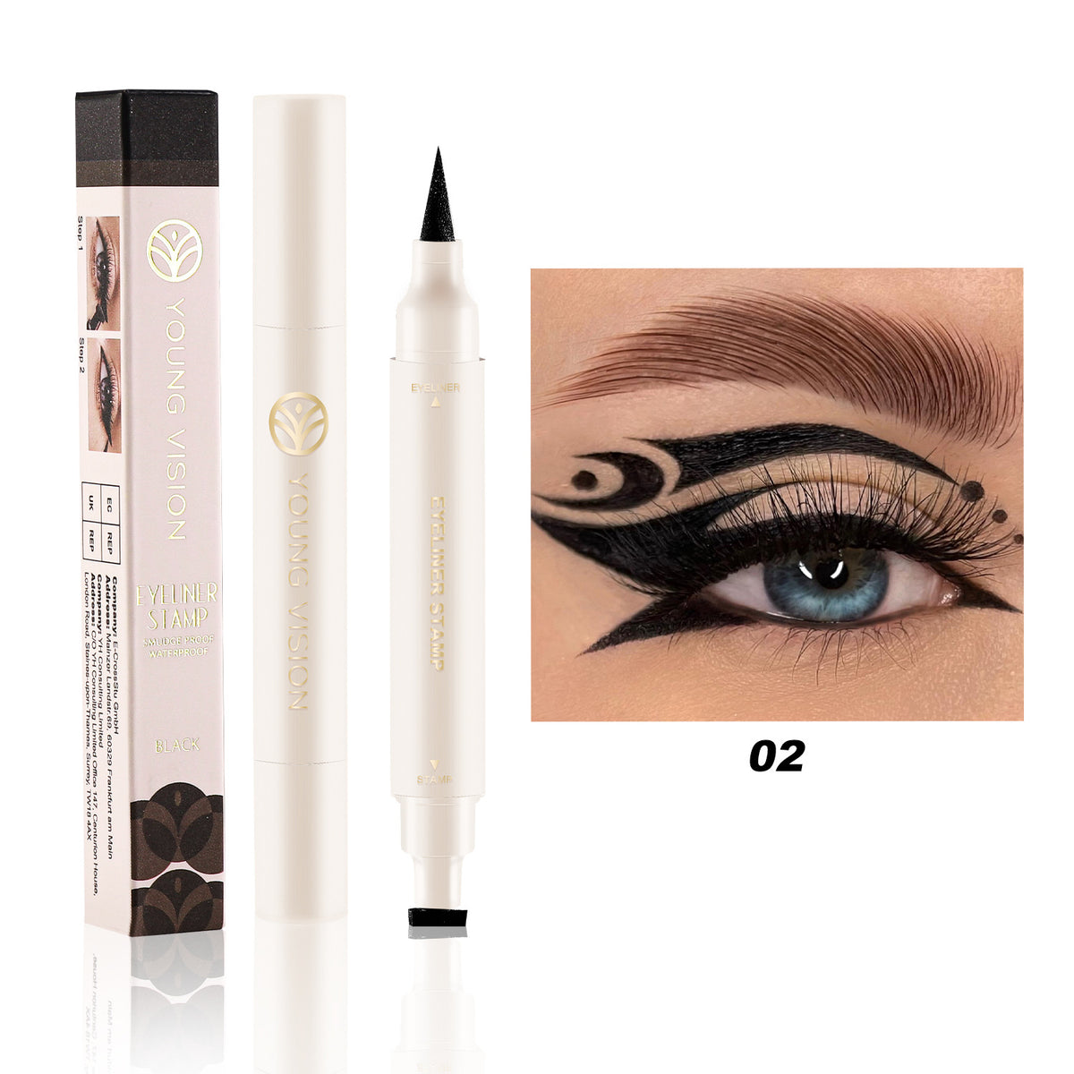 Eyeliner de phoque noir et blanc pas facile à écraser