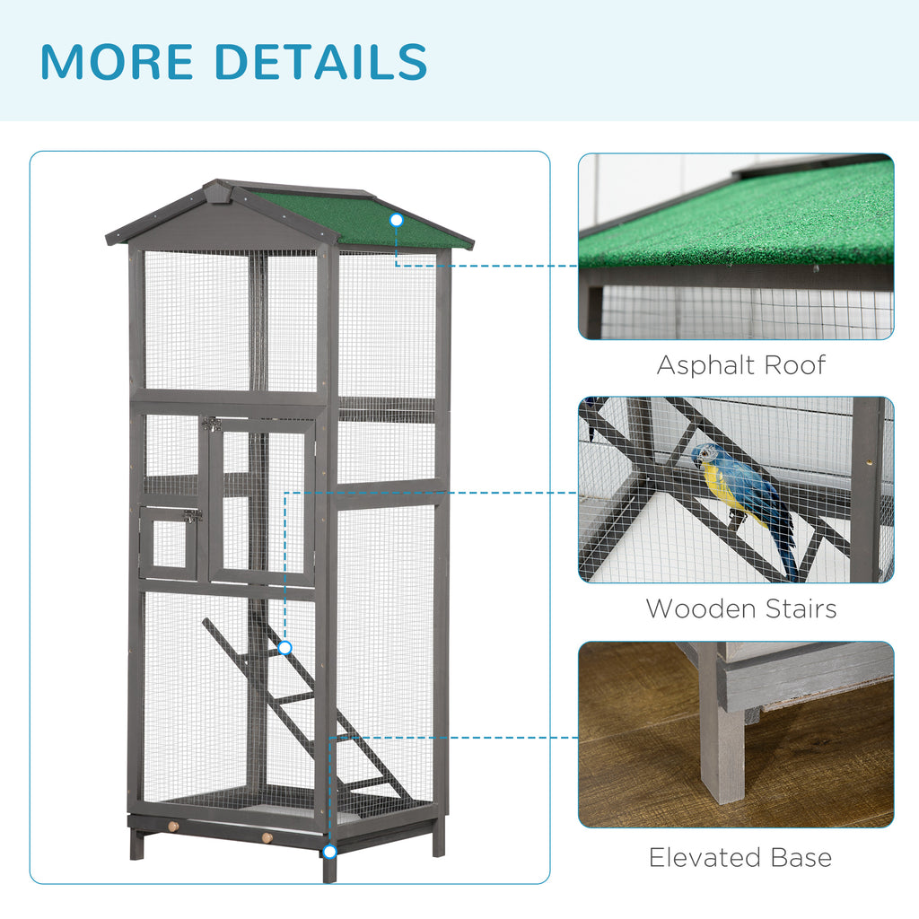 65" Cage d'oiseaux en bois Maison d'aviaire extérieure pour perroquet