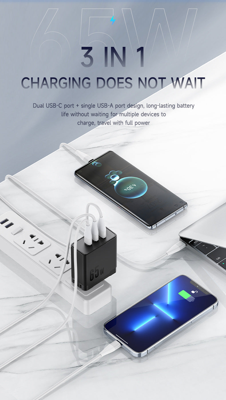 Chargeur Nitride Gallium 65W GaN Multiport