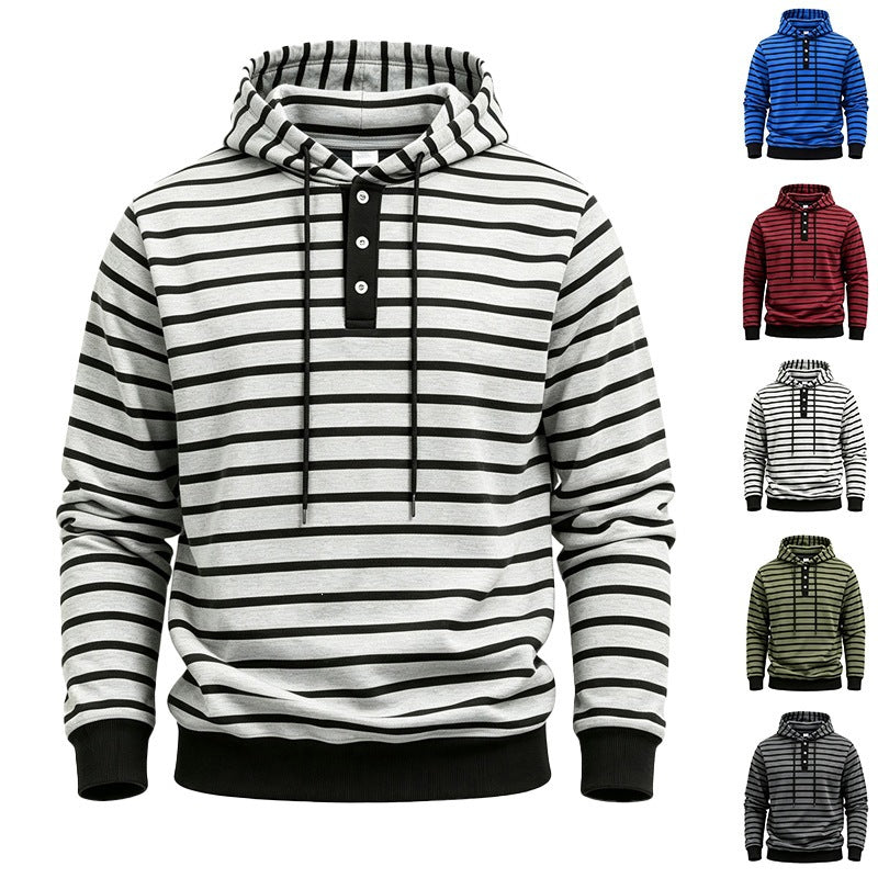 Hoodie rayée avec trois boutons