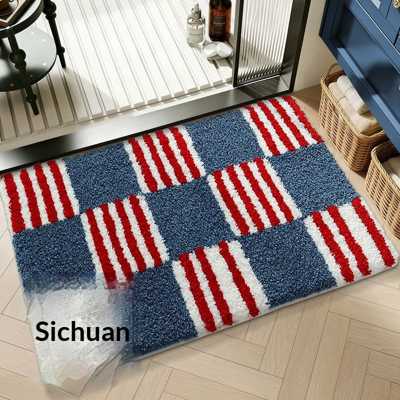 Tapis de sol géométrique non glissant, absorbant l'eau