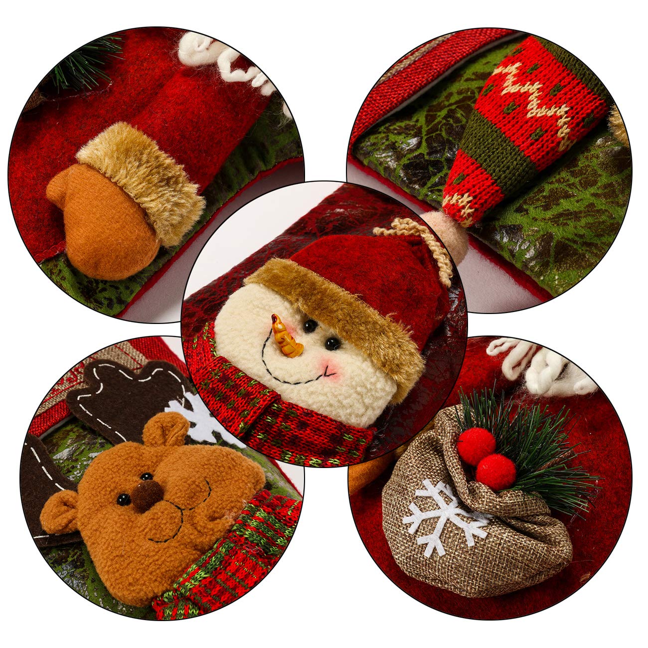 Sunnyglade 3PCS 18Noël Bas Classic Grands Bas Santa