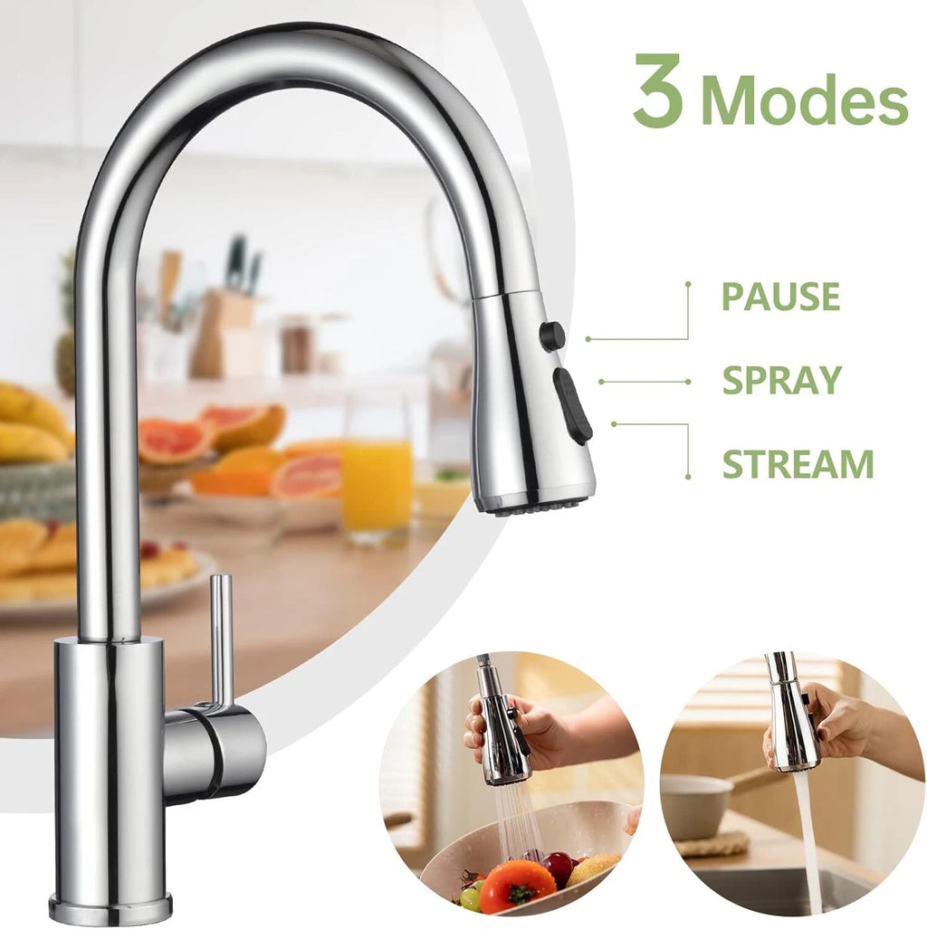 360 Robinets de mélangeur d'évier de cuisine tirer Spout Spray à levier unique moderne Mono Tap