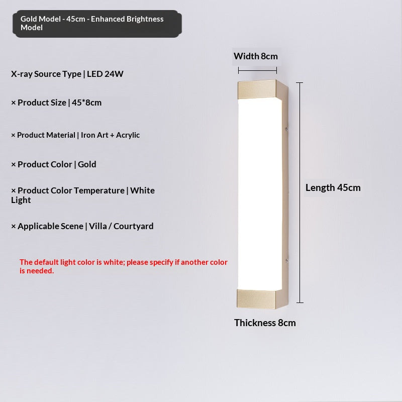 Long Mur Sconce Extérieur Courtyard Lumière