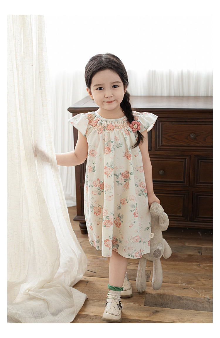 Robe brodée florale sans manches pour filles
