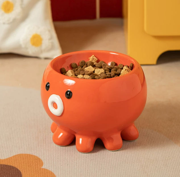 Bol de chat en céramique à pieds bas plat