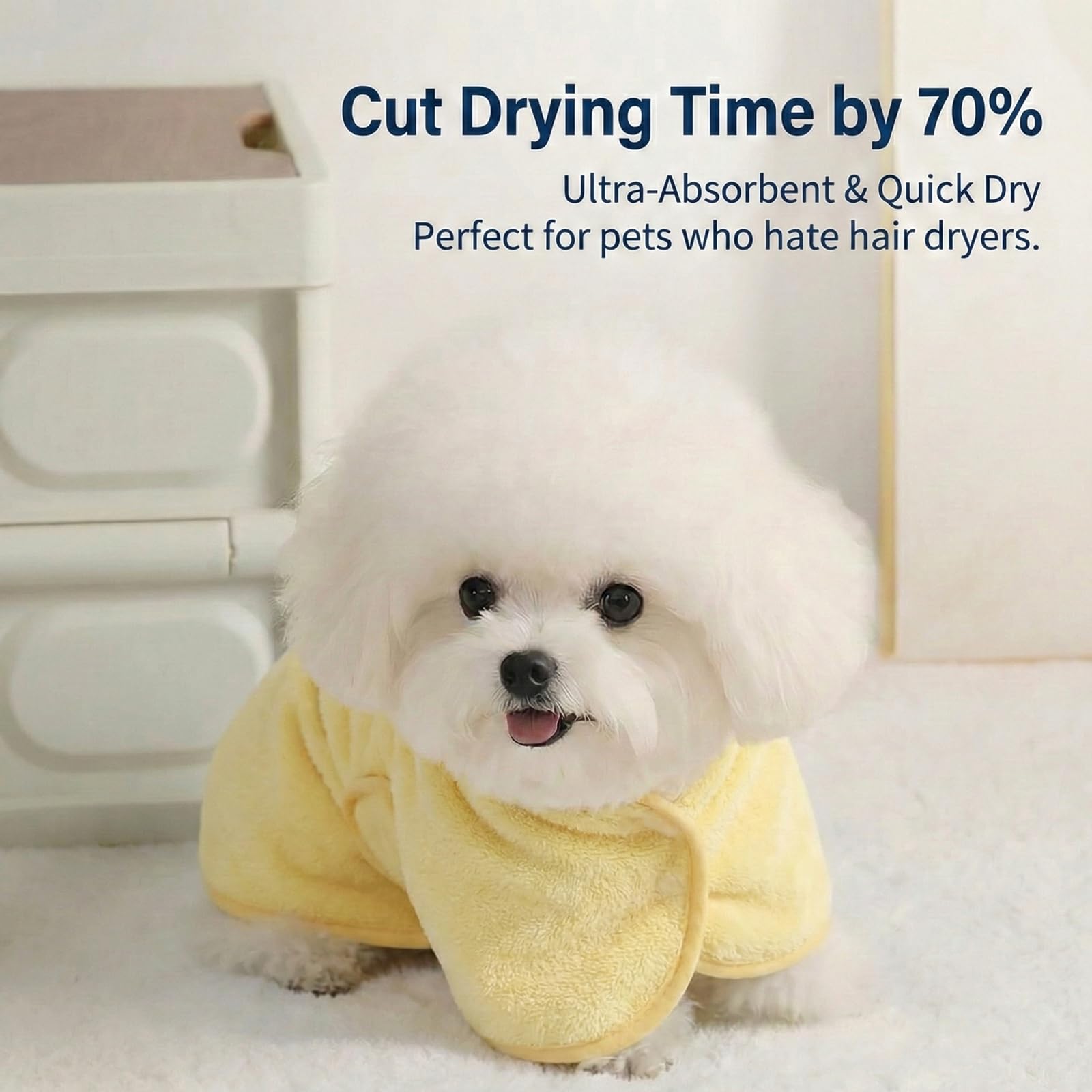 Peigne de bain pour chien Serviette Super Absorbent pour petits chiens Chats Séchage rapide Robe de chien avec capot