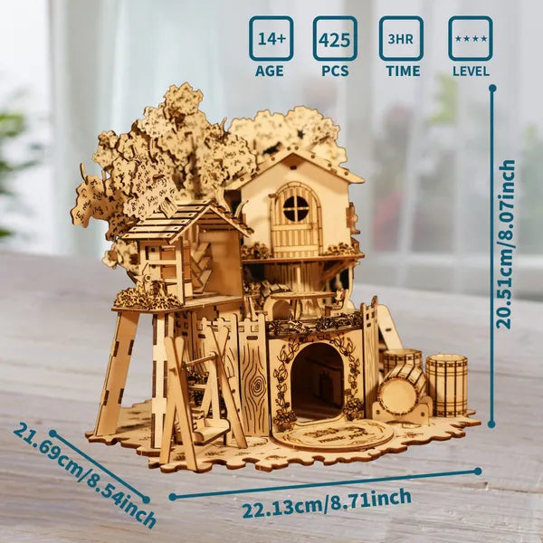 Puzzle en bois 3DTree House Artisanat fait main Kits de modèle d'assemblage Décoration créative Birthda