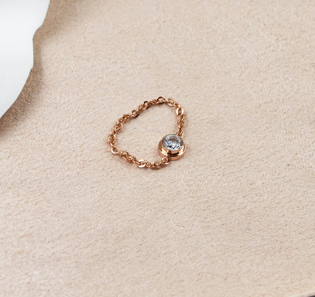 Femmes Chaîne Casual Strass Knuckle Ring