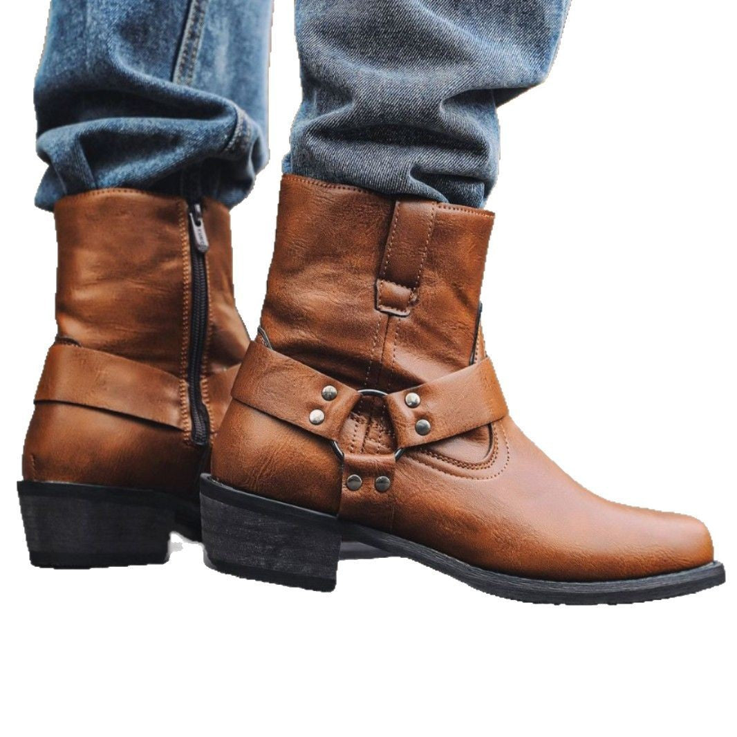 Bottes de denim courtes rétro Bottes hommes mi-haut