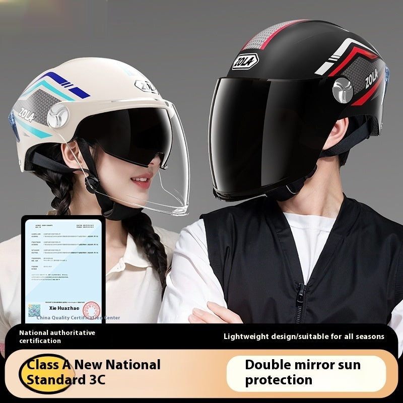 Moto de batterie pour hommes et femmes Quatre saisons Universal Sun Protection Half Helmet
