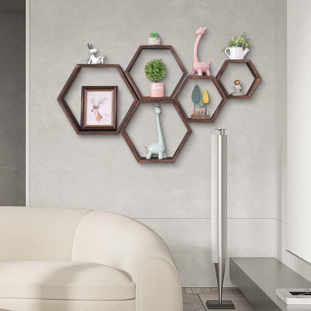 Ensemble de 5 étagères murales hexagonales