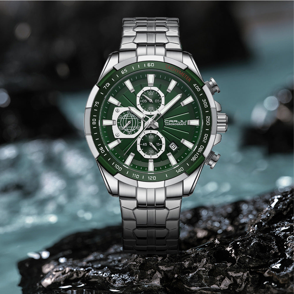 Men's multi-function waterproof stainless steel watch