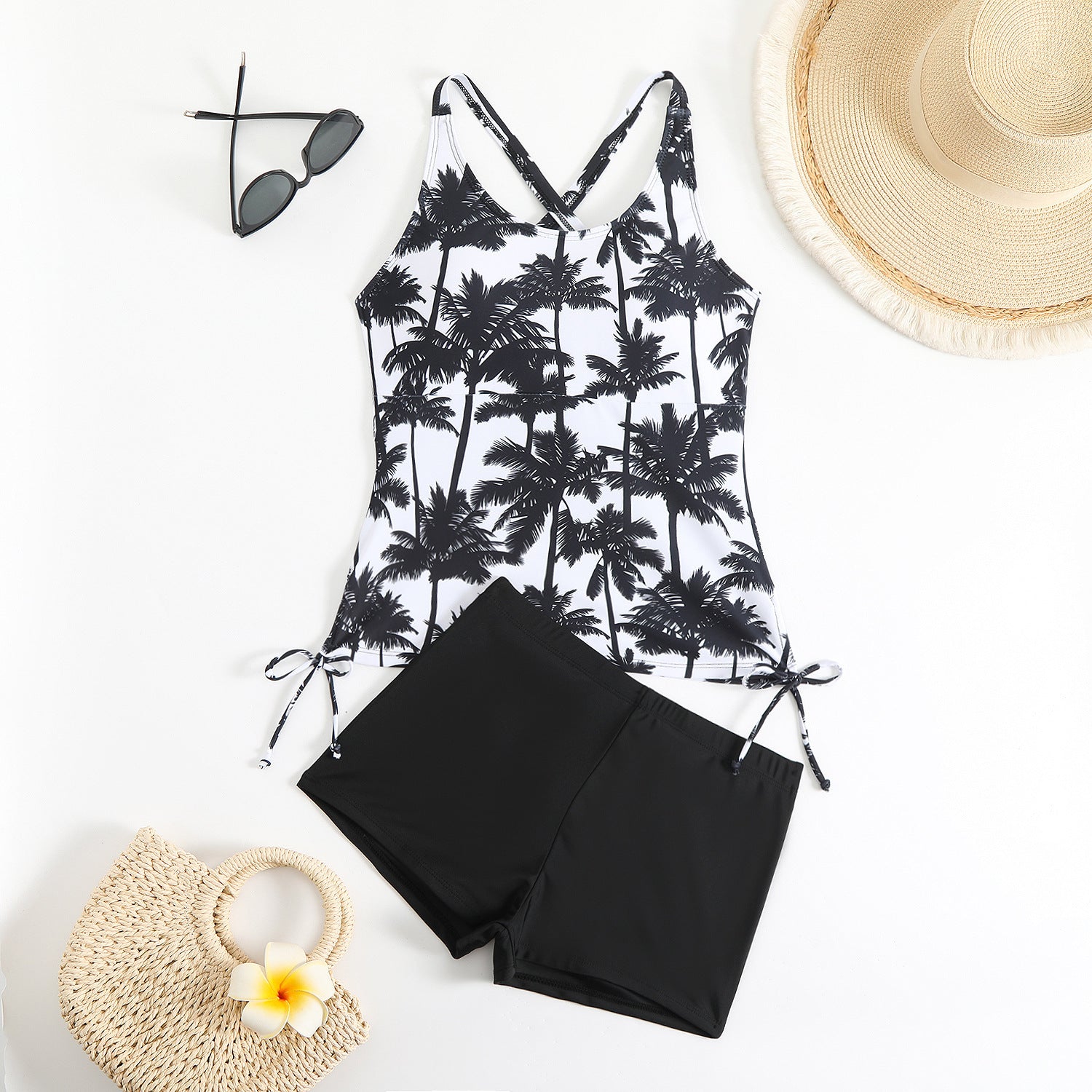 Maillot de bain conservateur féminin avec imprimé cocotier