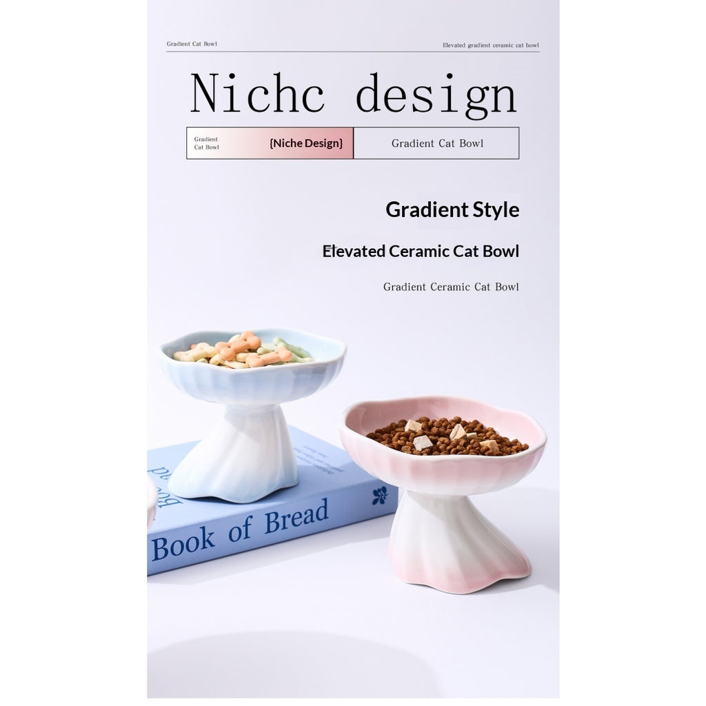 Élevé en céramique graduée en forme de robe Pet Water & Food Bowl pour chats et chiens