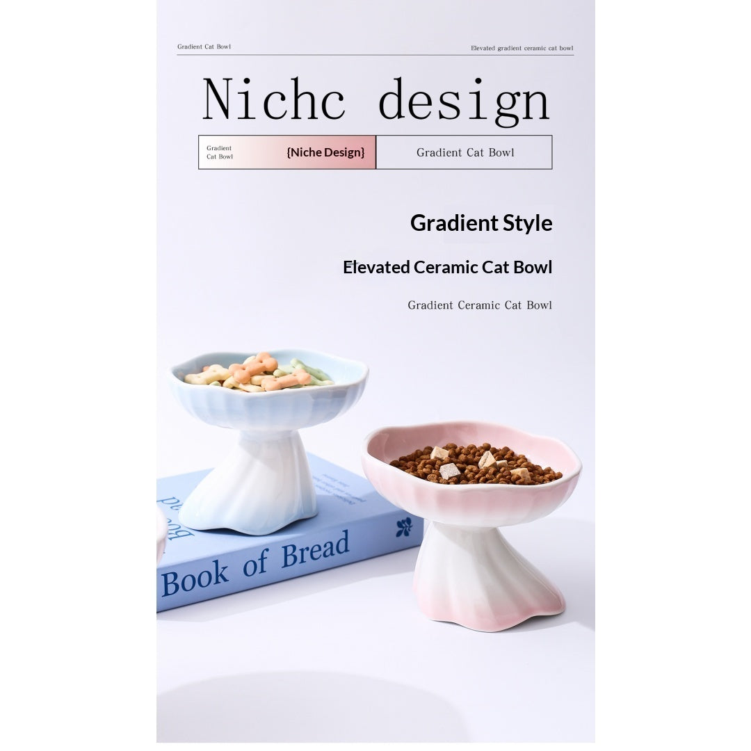 Élevé en céramique graduée en forme de robe Pet Water & Food Bowl pour chats et chiens