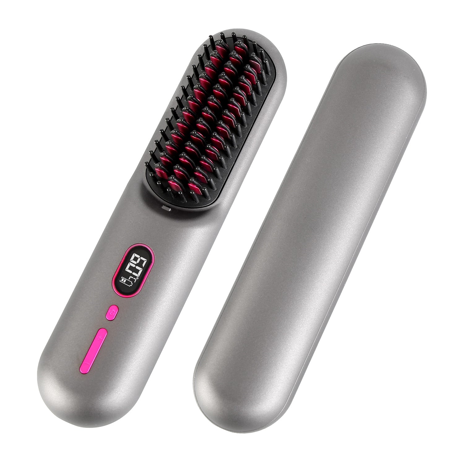 Options Gris-Noir -- 1Pc sans fil Négatif brosse de lisseur de cheveux Ion rechargeable Mini