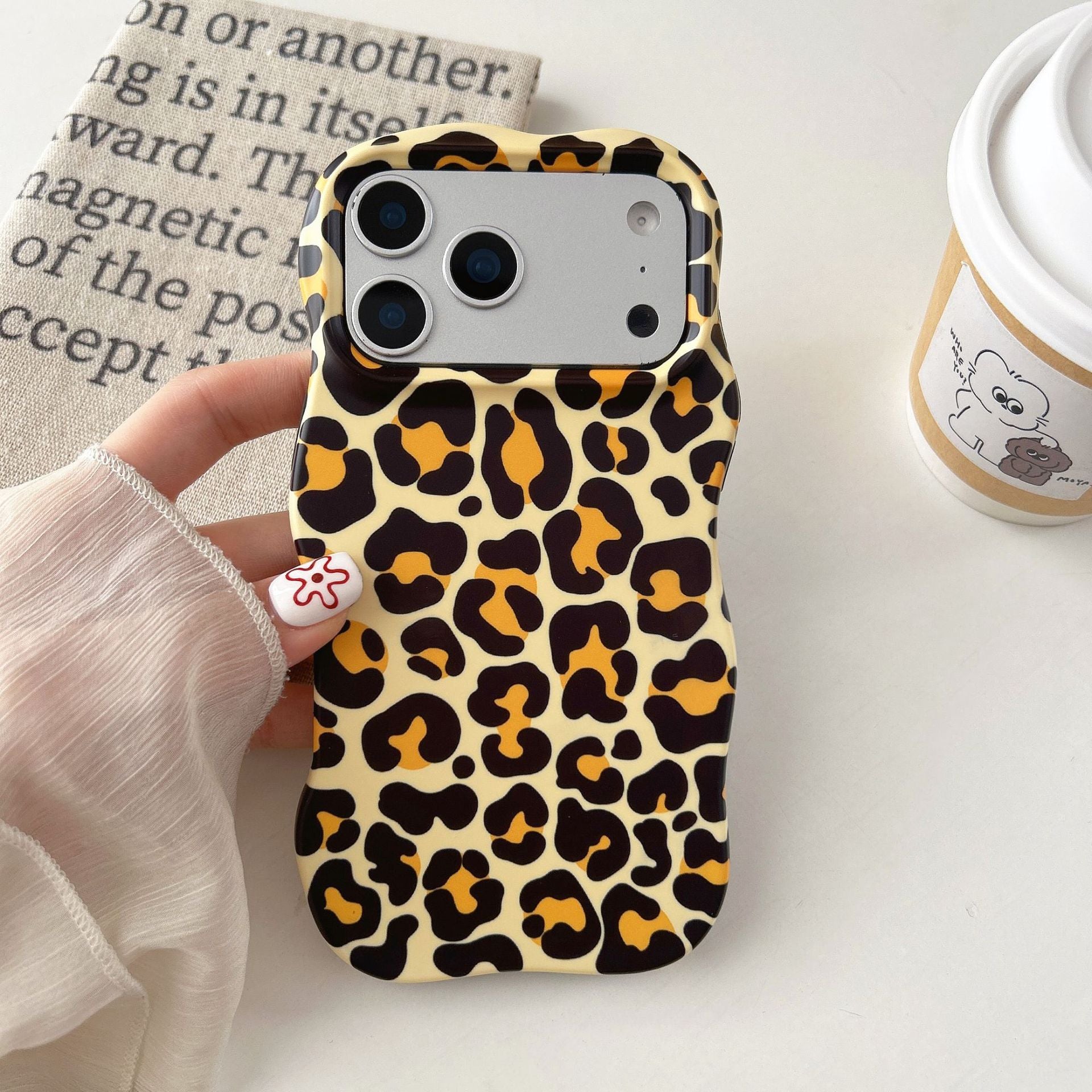 Contraste-couleur Leopard-print Dossier téléphonique Novel Et Niche