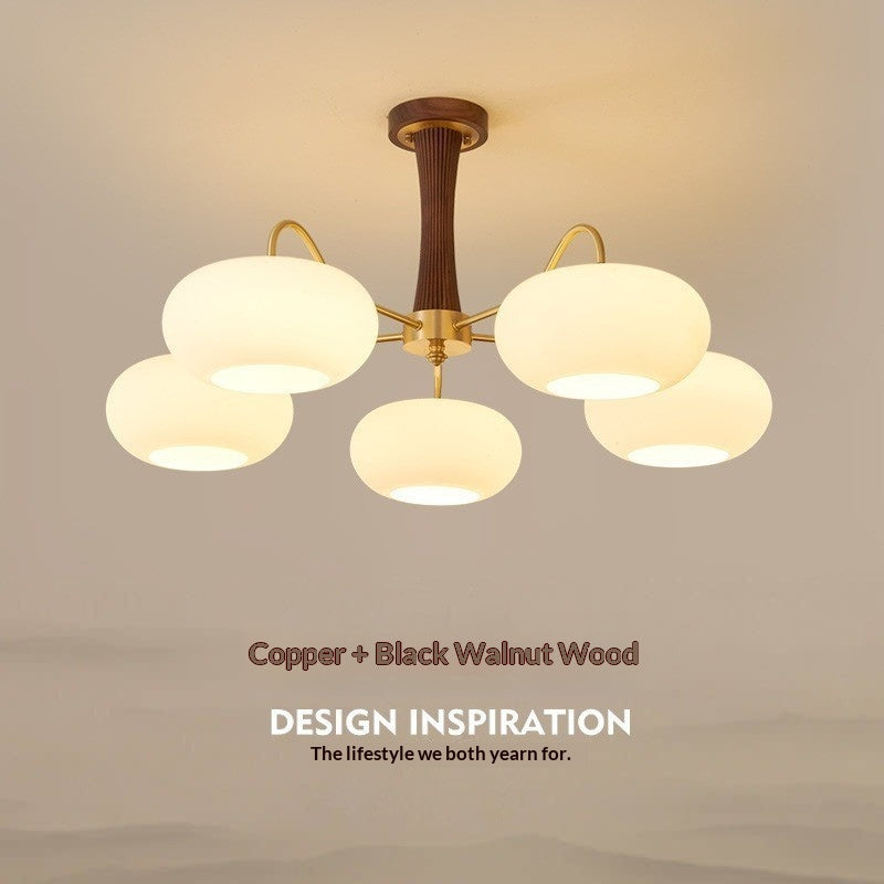 Lampe de chambre et salle à manger de style crémeux Walnut rétro