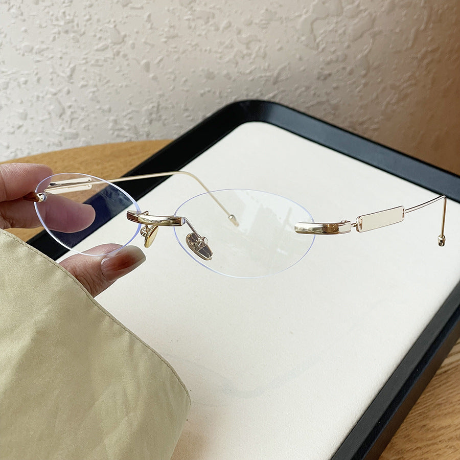 Pas de maquillage regarder Rimless Ovale Plain Glass pour les femmes