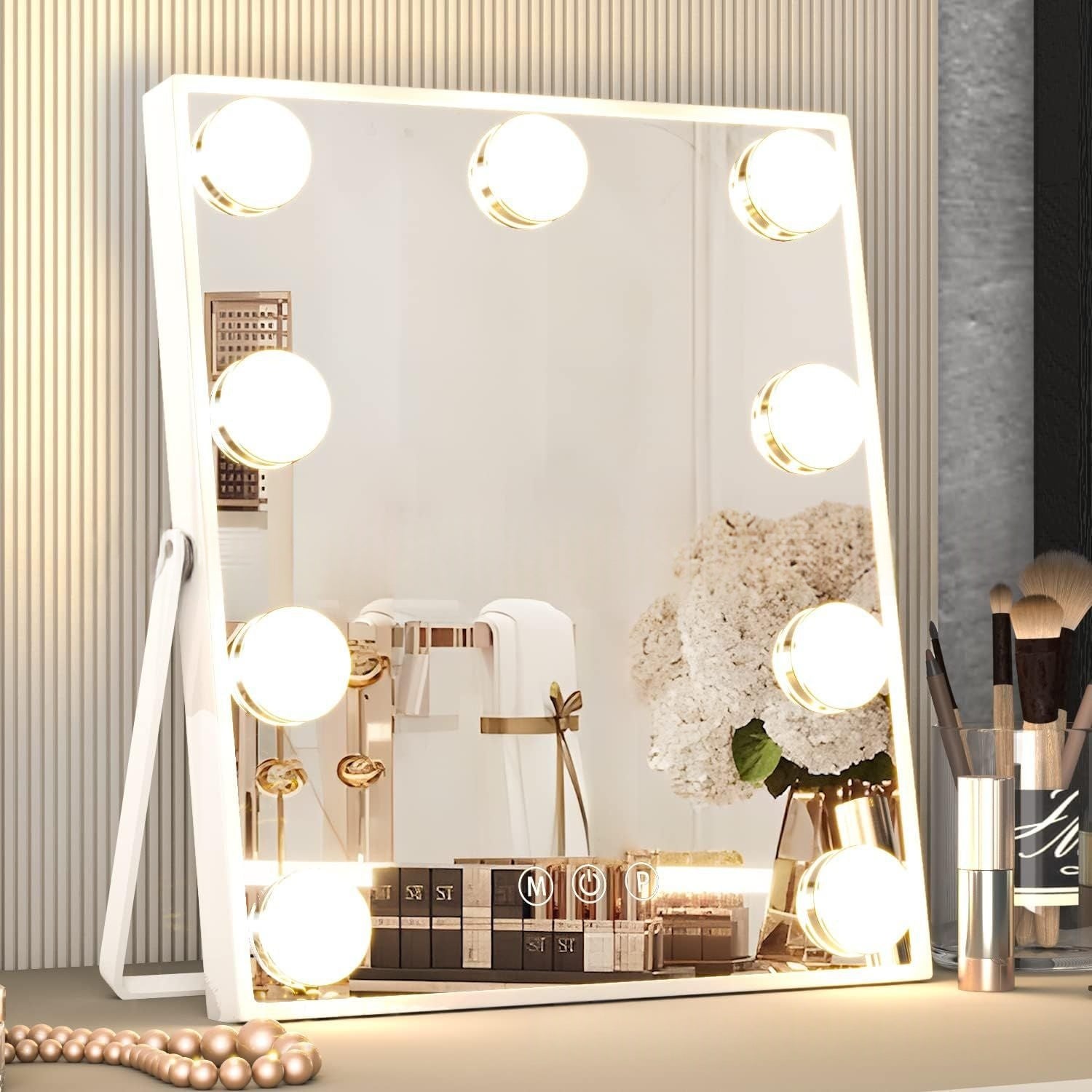 Miroir de maquillage LED 9 couleurs avec ampoule