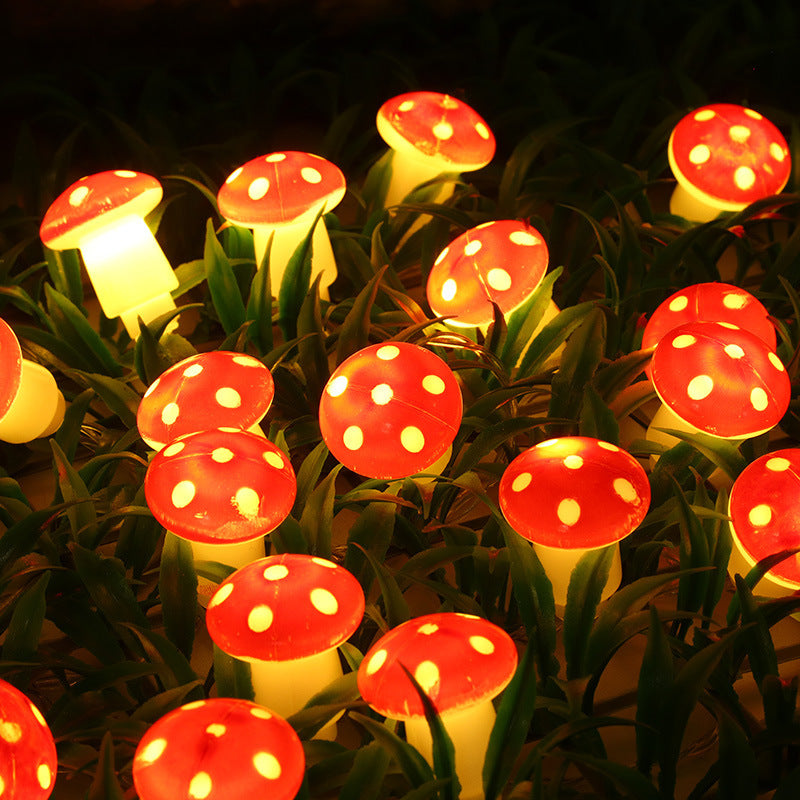 Décoration de vacances chaîne d'éclairage de champignons LED