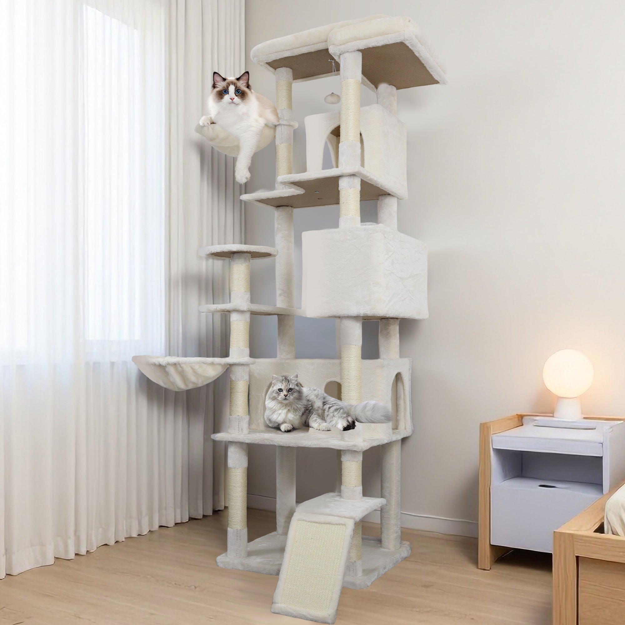 84 dans la tour Beige chat arbre avec grand condo sisal grattement post grand hamac et plateau supérieur