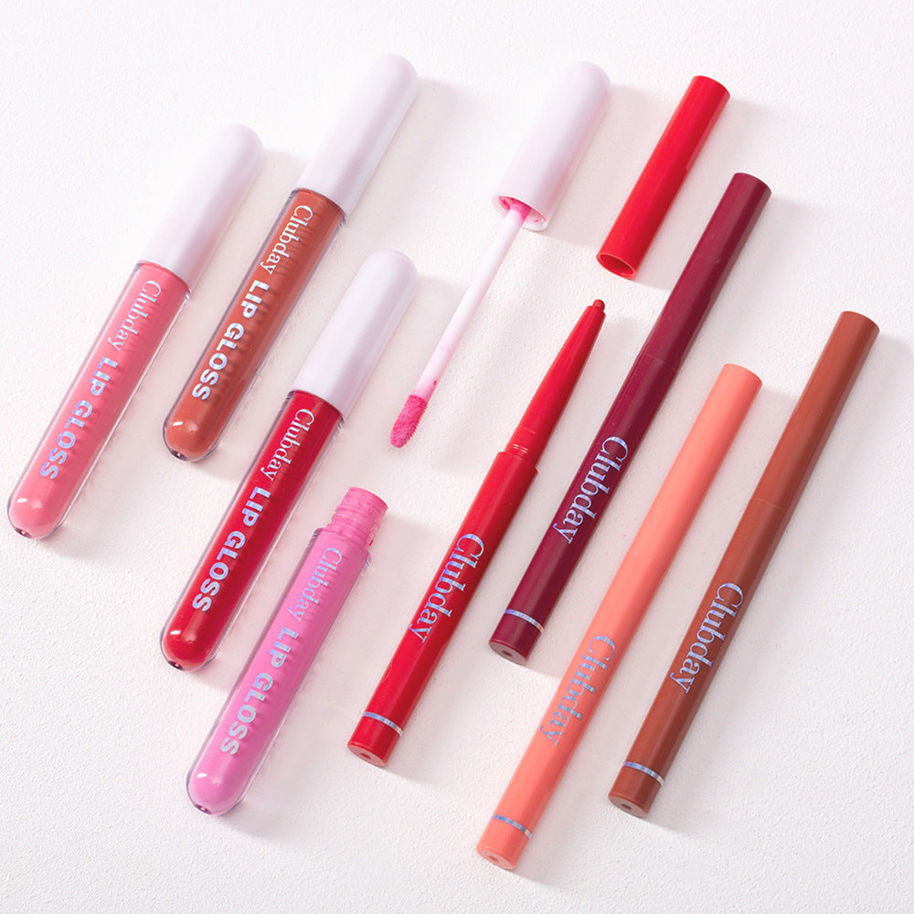 Velvet durable Matte Lip Glaze Mist Surface Crochet ligne stylo à lèvres 6plus6 ensemble combiné facile